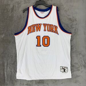 Authentic New York Knicks 10 Walt Frazier 1972-73 Throwback Jersey Men 2XL White